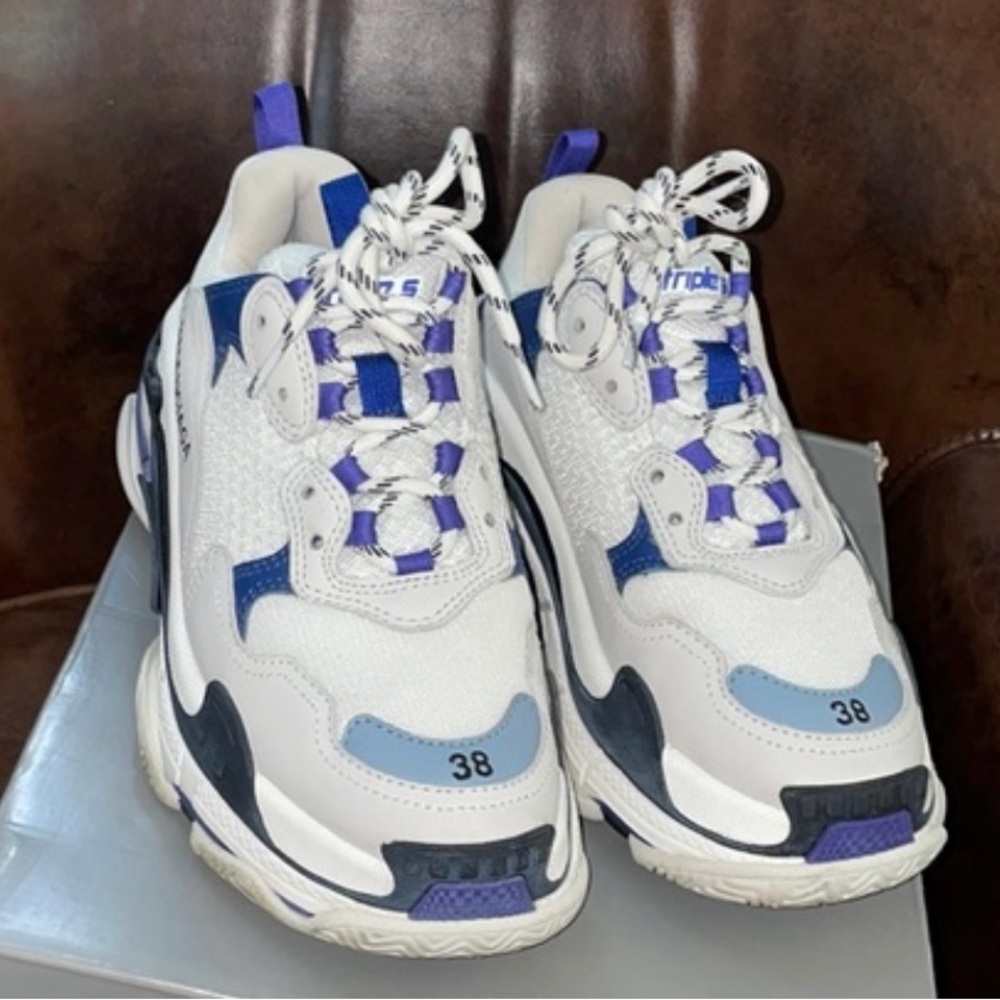 Balenciaga White and Blue Women's Sneakers
